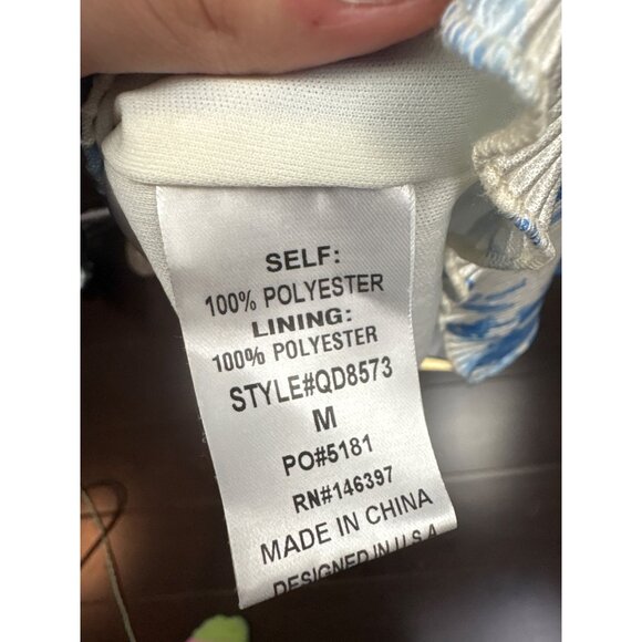 Women’s Endless Blu Medium White Backless Sleeveless Maxi Dress with Blue Floral - Picture 7 of 7